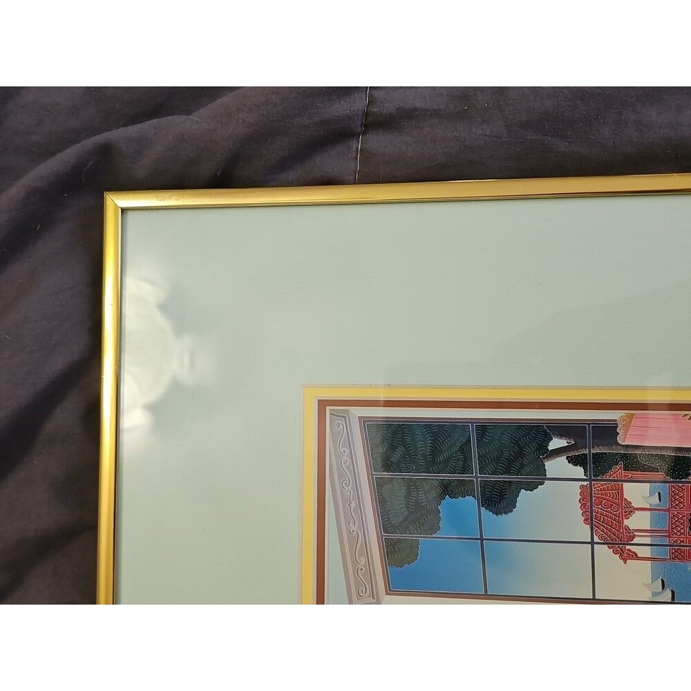 Thomas McKnight Chinese Gazebo Serigraph Beautifully Framed & Matted 14" X 13" - Picture 3 of 11